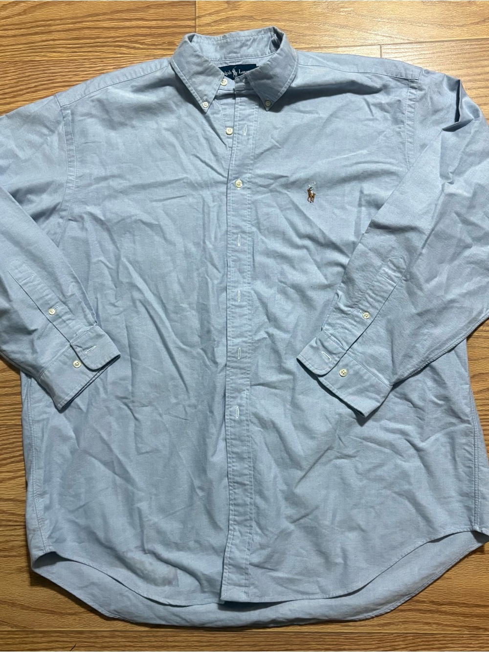 Ralph Lauren Shirt Men 18 34/35 Blue Yarmouth Oxford Long Sleeve Button Down